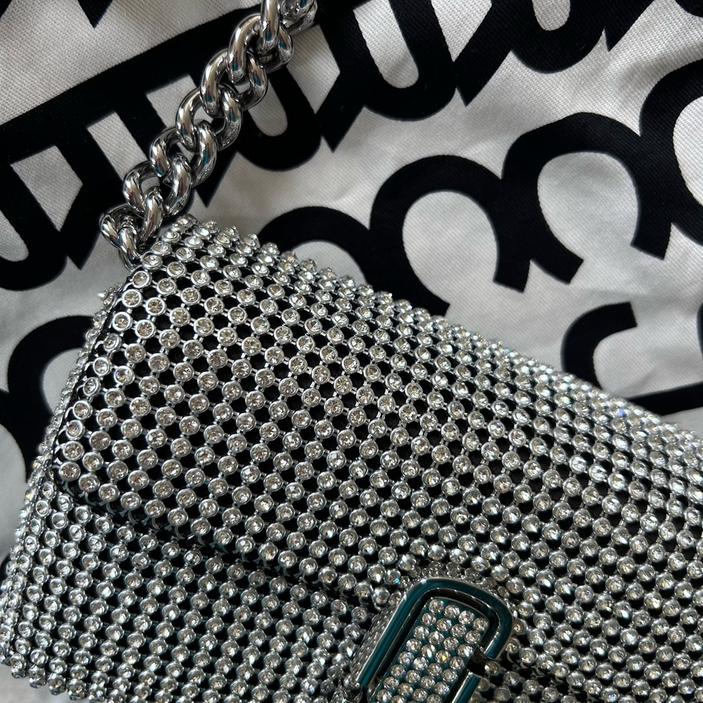 NWT MARC JACOBS The Rhinestone J Marc Crystal Embellished Shoulder Bag - Picture 5 of 17